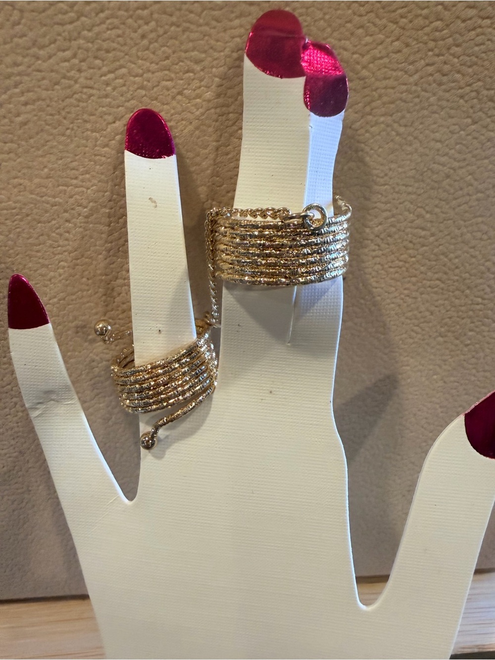 Gold tone Textured Coil Wrap multi band Ring
